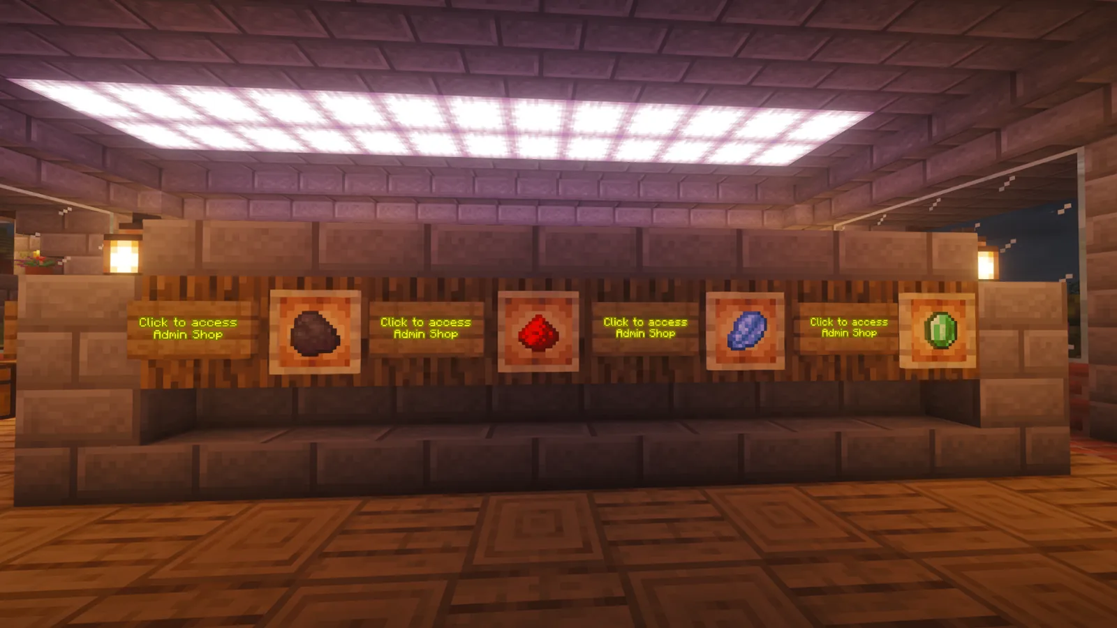 Server shop display with Minecraft item frames on Manja SMP